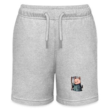 Cute Cat Grim Reaper - Stanley/Stella MINI BOLTER Organic Teen Jogging Shorts - heather grey - Front