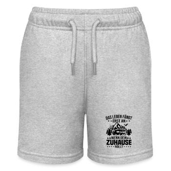 Das Leben fängt erst an wenn dein Zuhause rollt - Stanley/Stella Teenager Bio-Joggingshorts MINI BOLTER - Grau meliert - Vorne