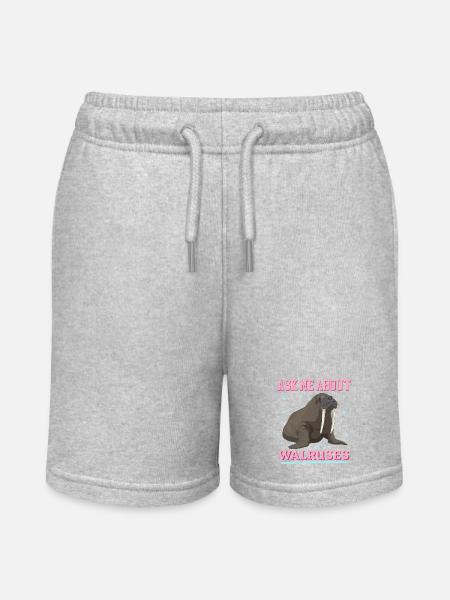Walross Walroß Walrus Walrosse Geschenk - Stanley/Stella Teenager Bio-Joggingshorts MINI BOLTER - Grau meliert