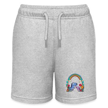 Dino Dinos Kinder KindRegenbogen Geschenk - Stanley/Stella Teenager Bio-Joggingshorts MINI BOLTER - Grau meliert - Vorne