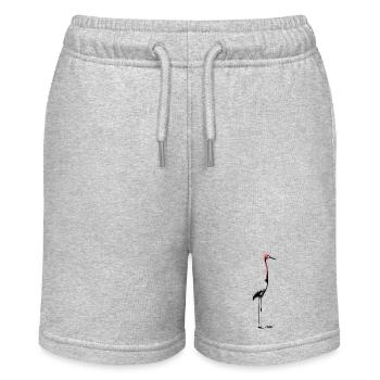 Eleganter Kranich oder Storch - Stanley/Stella Teenager Bio-Joggingshorts MINI BOLTER - Grau meliert - Vorne