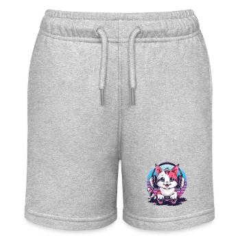 Katze gaming retro background - Stanley/Stella Teenager Bio-Joggingshorts MINI BOLTER - Grau meliert - Vorne