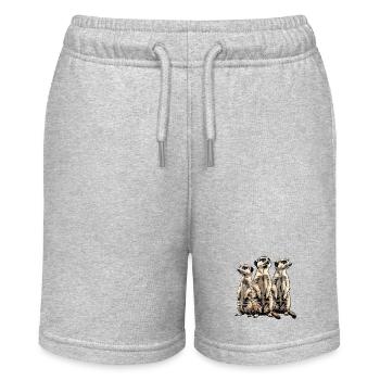 Three meerkats - Stanley/Stella MINI BOLTER Organic Teen Jogging Shorts - heather grey - Front