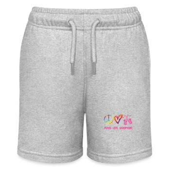 Saxophones Tie Dye Peace Love - Stanley/Stella MINI BOLTER Organic Teen Jogging Shorts - heather grey - Front
