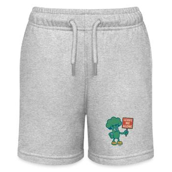 Wütender Brokkoli mit Schild: Lass mich in Ruhe - Stanley/Stella Teenager Bio-Joggingshorts MINI BOLTER - Grau meliert - Vorne
