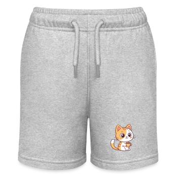 Chat mignon au thé mug cœur - Short bio MINI BOLTER Stanley/Stella Ado - gris chiné - Devant