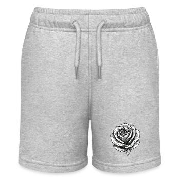 Geometrische Rose Schwarzweiß - Stanley/Stella Teenager Bio-Joggingshorts MINI BOLTER - Grau meliert - Vorne