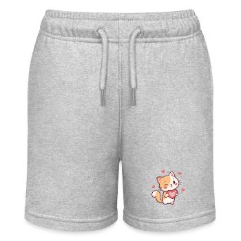 Cat Heart Kawaii Tenderness - Stanley/Stella MINI BOLTER Organic Teen Jogging Shorts - heather grey - Front