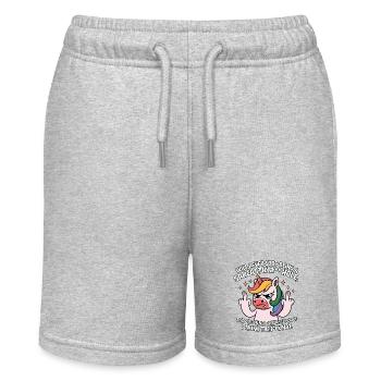 Provokatives Einhorn mit Mittelfinger Sarkasmus - Stanley/Stella Teenager Bio-Joggingshorts MINI BOLTER - Grau meliert - Vorne
