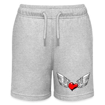 Geflügeltes Herz im illustrativen Stil - Stanley/Stella Teenager Bio-Joggingshorts MINI BOLTER - Grau meliert - Vorne