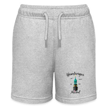 Hamburger Michel, Norddeutschland, Zeichnung - Stanley/Stella Teenager Bio-Joggingshorts MINI BOLTER - Grau meliert - Vorne