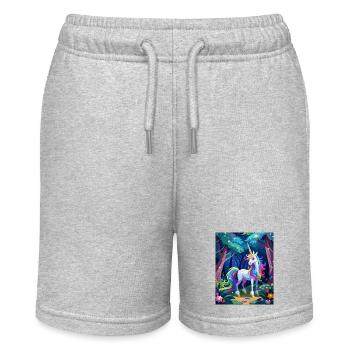 Magical unicorn in the forest - Stanley/Stella MINI BOLTER Organic Teen Jogging Shorts - heather grey - Front