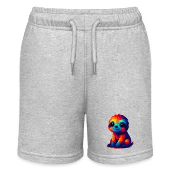 WPAP Polygon Kawaii Stil Baby Faultier Tiere - Stanley/Stella Teenager Bio-Joggingshorts MINI BOLTER - Grau meliert - Vorne