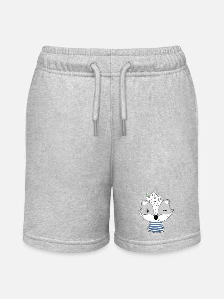 Sailor Badger with Paper Boat - Stanley/Stella MINI BOLTER Organic Teen Jogging Shorts - heather grey