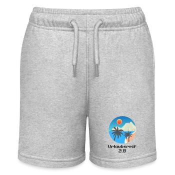 Holiday motif with palm trees and island, holiday ready 2.0 - Stanley/Stella MINI BOLTER Organic Teen Jogging Shorts - heather grey - Front
