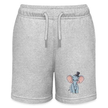 Entzückender blauer Comic-Elefant mit Hut - Stanley/Stella Teenager Bio-Joggingshorts MINI BOLTER - Grau meliert - Vorne