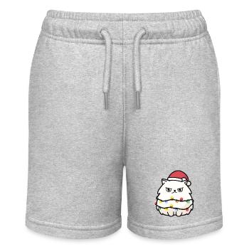 Kuschelkätzchen mit Lichterkette - Stanley/Stella Teenager Bio-Joggingshorts MINI BOLTER - Grau meliert - Vorne