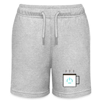 Power-Up Kaffee: Retro Pixel Art Gaming Design - Stanley/Stella Teenager Bio-Joggingshorts MINI BOLTER - Grau meliert - Vorne