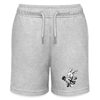 Karate Hase Dojo Kampfsport Fun Design - Stanley/Stella Teenager Bio-Joggingshorts MINI BOLTER - Grau meliert - Vorne