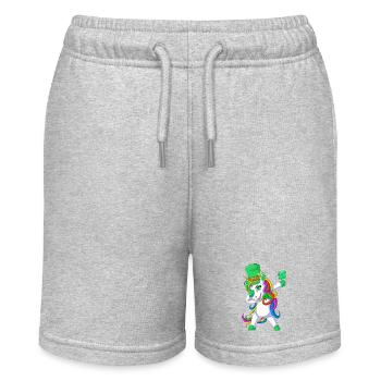 dabbing unicorn st patricks day - Stanley/Stella MINI BOLTER Organic Teen Jogging Shorts - heather grey - Front