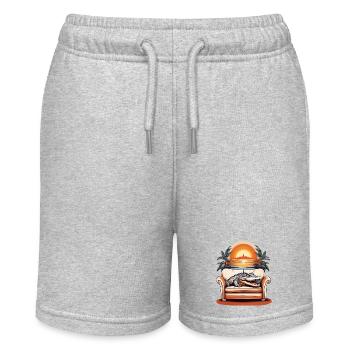 Alligator auf Sofa - Stanley/Stella Teenager Bio-Joggingshorts MINI BOLTER - Grau meliert - Vorne