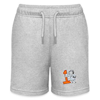Zahl 1 Nummer Eins - Schneeleopard Motiv - Stanley/Stella Teenager Bio-Joggingshorts MINI BOLTER - Grau meliert - Vorne