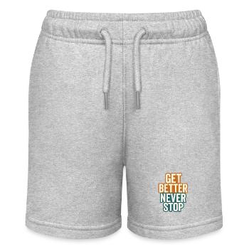 Get better never stop, ein motivierendes Sprichwort - Stanley/Stella Teenager Bio-Joggingshorts MINI BOLTER - Grau meliert - Vorne