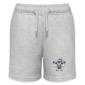 Weihnachtlicher Yeti, Gewichtheber, Fitnessstudio, - Stanley/Stella Teenager Bio-Joggingshorts MINI BOLTER - Grau meliert - Vorne