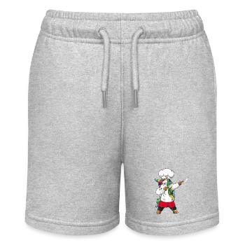 Funny Dabbing Unicorn Chef Cheficorn Culinary Cook - Stanley/Stella MINI BOLTER Organic Teen Jogging Shorts - heather grey - Front