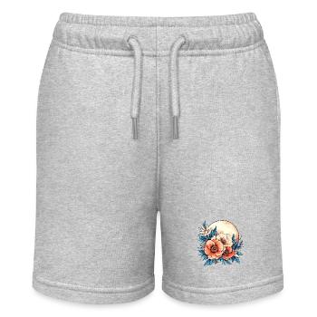 Mondschein Blütenkreis - Stanley/Stella Teenager Bio-Joggingshorts MINI BOLTER - Grau meliert - Vorne