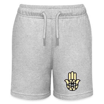 Hamsa Hand der Fatima - Stanley/Stella Teenager Bio-Joggingshorts MINI BOLTER - Grau meliert - Vorne