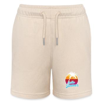 Hello Summer Retro Sunset Palm Art - Stanley/Stella Teenager Bio-Joggingshorts MINI BOLTER - Natur - Vorne