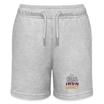 Vintage Gym Bodybuilding Adler Retro Kraft Fitness - Stanley/Stella Teenager Bio-Joggingshorts MINI BOLTER - Grau meliert - Vorne