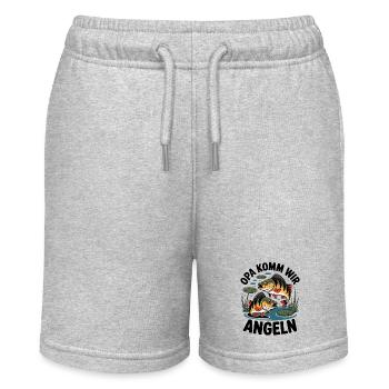 Opa komm wir gehen Angeln - springende Barsche - Stanley/Stella Teenager Bio-Joggingshorts MINI BOLTER - Grau meliert - Vorne