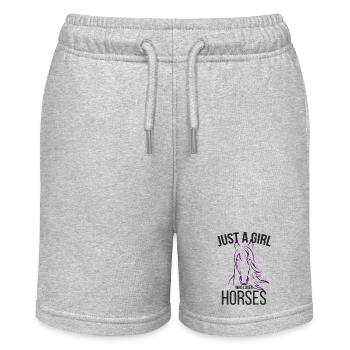 Lustiges Pferd Stute Pony Shetty Hengst Geschenk - Stanley/Stella Teenager Bio-Joggingshorts MINI BOLTER - Grau meliert - Vorne