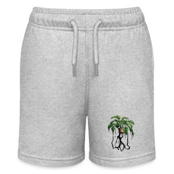 Zimmerpflanze / Topfpflanze / Dekoration / Topf - Stanley/Stella Teenager Bio-Joggingshorts MINI BOLTER - Grau meliert - Vorne