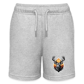 Majestätischer Hirschkopf mit großem Geweih - Stanley/Stella Teenager Bio-Joggingshorts MINI BOLTER - Grau meliert - Vorne