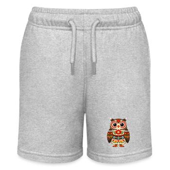 Hibou coloré dans le style populaire - Short bio MINI BOLTER Stanley/Stella Ado - gris chiné - Devant