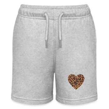 Leopard Print Herz Leopard Hautmuster für Frauen - Stanley/Stella Teenager Bio-Joggingshorts MINI BOLTER - Grau meliert - Vorne