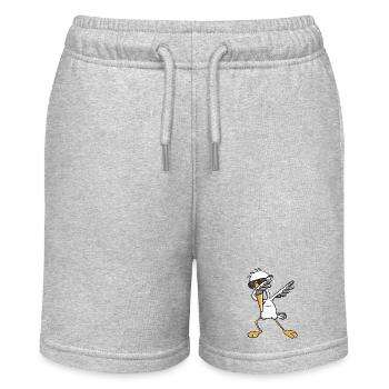 Dab Storch I Schwangerschaft I Baby Geschenk - Stanley/Stella Teenager Bio-Joggingshorts MINI BOLTER - Grau meliert - Vorne