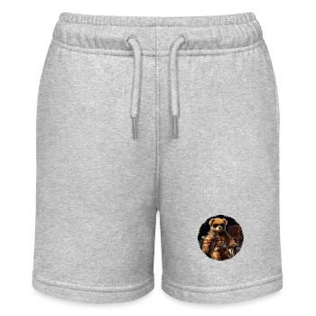Cool plush bear as a motorcycle rider - Stanley/Stella MINI BOLTER Organic Teen Jogging Shorts - heather grey - Front
