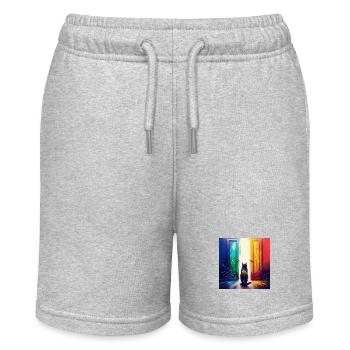A cat between two doors - Stanley/Stella MINI BOLTER Organic Teen Jogging Shorts - heather grey - Front