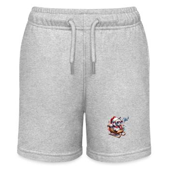 Funny Cat Christmas Sleigh - Stanley/Stella MINI BOLTER Organic Teen Jogging Shorts - heather grey - Front