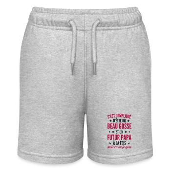 Bogosse and future dad - Stanley/Stella MINI BOLTER Organic Teen Jogging Shorts - heather grey - Front
