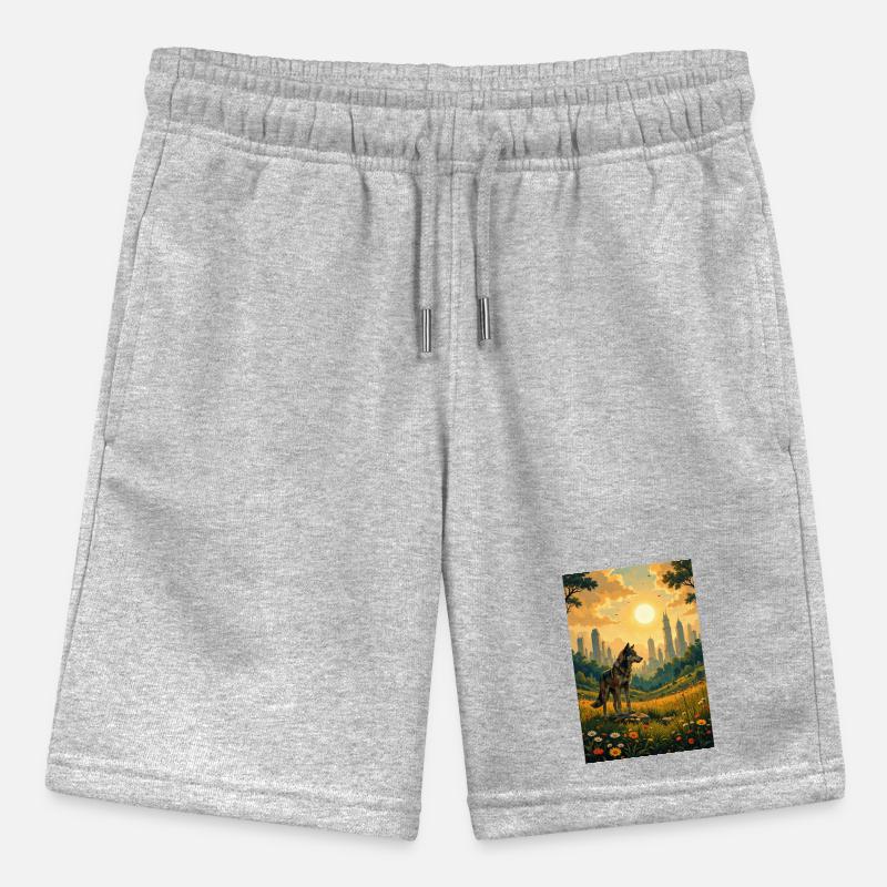 Das Bild des Wolfes Stanley/Stella Teenager Bio-Joggingshorts MINI BOLTER