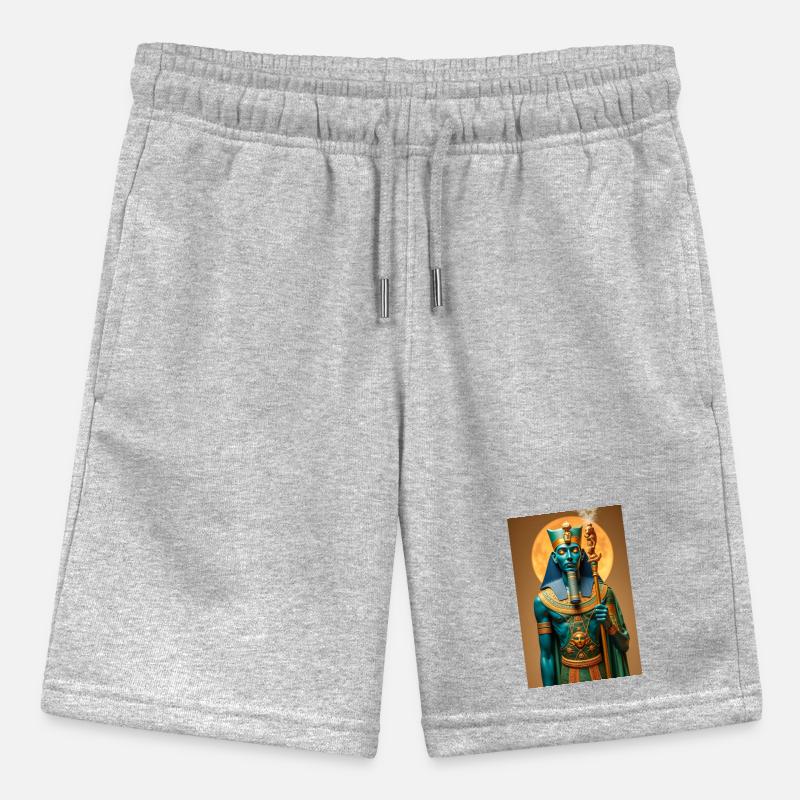 Ptah, blue-skinned god, holding a scepter, glowing Stanley/Stella MINI BOLTER Organic Teen Jogging Shorts