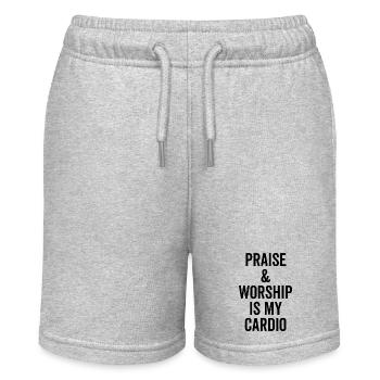 Praise and Worship is my Cardio - Stanley/Stella MINI BOLTER Organic Teen Jogging Shorts - heather grey - Front