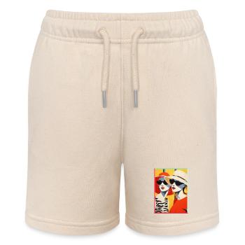 Pop Art Two Women's Beachwear with Sunglasses - Stanley/Stella MINI BOLTER Organic Teen Jogging Shorts - soft Ecru - Front