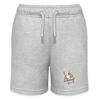 Gourmet seagull in a beach chair with fish sandwiches - Stanley/Stella MINI BOLTER Organic Teen Jogging Shorts - heather grey - Front