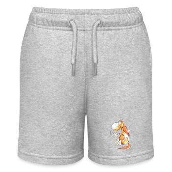 Pferd mit Blume - Pferde - Pony - Fuchs - Geschenk - Stanley/Stella Teenager Bio-Joggingshorts MINI BOLTER - Grau meliert - Vorne